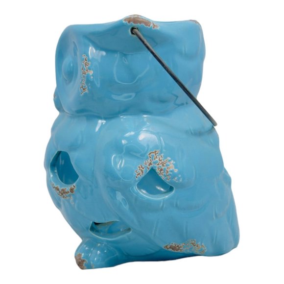 Apropos Home Collection Ceramic Owl Candle Holder/ Lantern Blue 7" - Picture 6 of 12